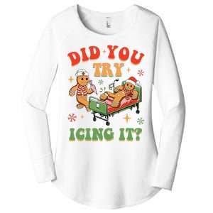 Retro Icu Nurse Christmas Gingerbread Did You Try Icing It Women's Perfect Tri Tunic Long Sleeve Shirt