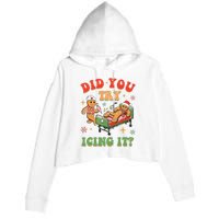 Retro Icu Nurse Christmas Gingerbread Did You Try Icing It Crop Fleece Hoodie