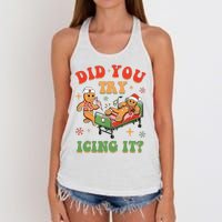 Retro Icu Nurse Christmas Gingerbread Did You Try Icing It Women's Knotted Racerback Tank