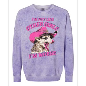 Retro IM Not Like Other IM Worse Racoon Colorblast Crewneck Sweatshirt