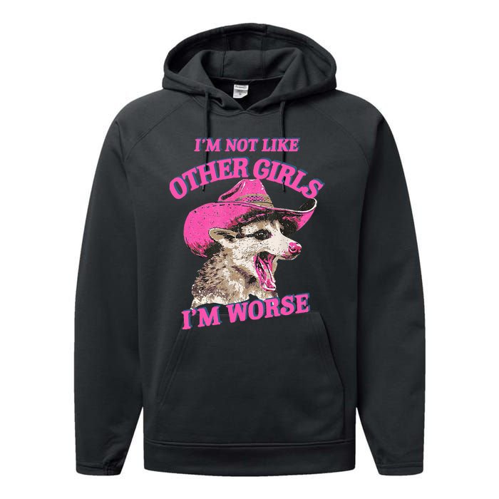 Retro IM Not Like Other IM Worse Racoon Performance Fleece Hoodie