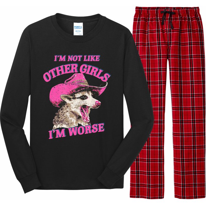 Retro IM Not Like Other IM Worse Racoon Long Sleeve Pajama Set