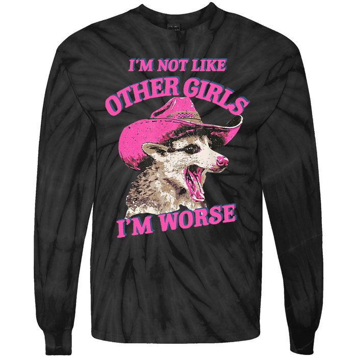 Retro IM Not Like Other IM Worse Racoon Tie-Dye Long Sleeve Shirt