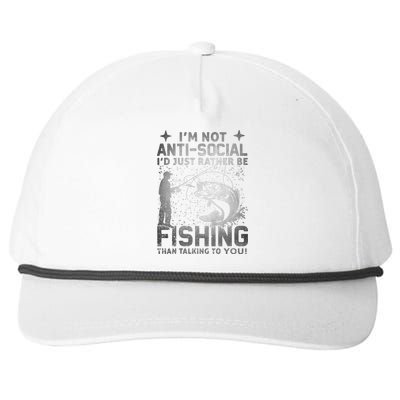 Really I'm Not Anti Social I'd Just Rather Be Fishing Snapback Five-Panel Rope Hat