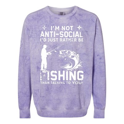 Really! I'm Not AntiSocial, I'd Just Rather Be Fishing Colorblast Crewneck Sweatshirt