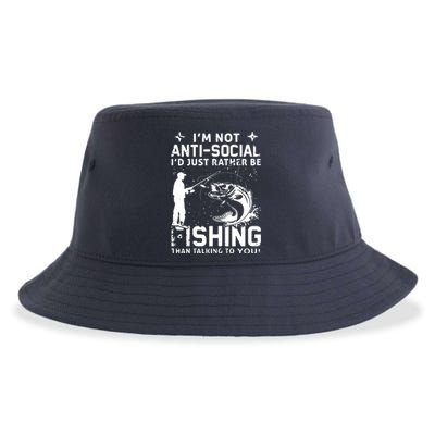 Really! I'm Not AntiSocial, I'd Just Rather Be Fishing Sustainable Bucket Hat