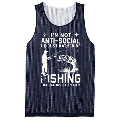 Really! I'm Not AntiSocial, I'd Just Rather Be Fishing Mesh Reversible Basketball Jersey Tank