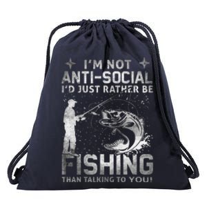 Really! I'm Not AntiSocial, I'd Just Rather Be Fishing Drawstring Bag