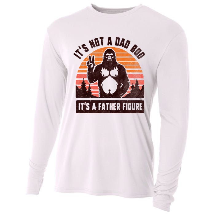 Retro ItS Not A Dad Bod ItS A Father Figure Funny Bigfoot Cooling Performance Long Sleeve Crew