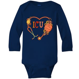 Retro Icu Nurse Stethoscope Heart Thanksgiving Gift Baby Long Sleeve Bodysuit