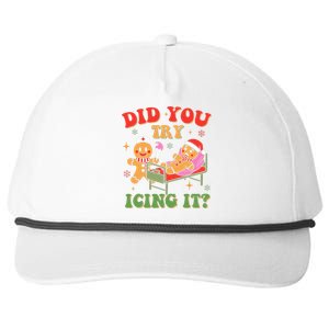 Retro Icu Nurse Christmas Gingerbread Did You Try Icing It Snapback Five-Panel Rope Hat