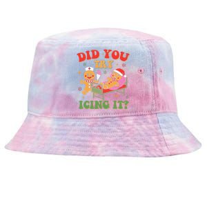 Retro Icu Nurse Christmas Gingerbread Did You Try Icing It Tie-Dyed Bucket Hat