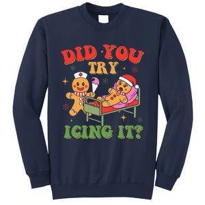 Retro Icu Nurse Christmas Gingerbread Did You Try Icing It Sweatshirt