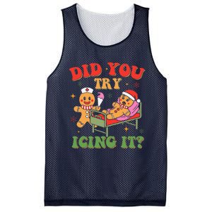 Retro Icu Nurse Christmas Gingerbread Did You Try Icing It Mesh Reversible Basketball Jersey Tank