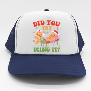 Retro Icu Nurse Christmas Gingerbread Did You Try Icing It Trucker Hat