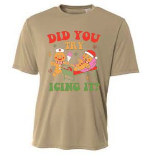 Retro Icu Nurse Christmas Gingerbread Did You Try Icing It Cooling Performance Crew T-Shirt