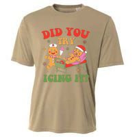 Retro Icu Nurse Christmas Gingerbread Did You Try Icing It Cooling Performance Crew T-Shirt