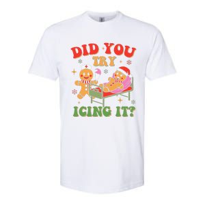 Retro Icu Nurse Christmas Gingerbread Did You Try Icing It Softstyle CVC T-Shirt