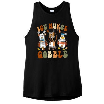 Retro ICU Nurse Gobble Squad Thanksgiving Fall Autumn Turkey Ladies PosiCharge Tri-Blend Wicking Tank