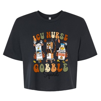 Retro ICU Nurse Gobble Squad Thanksgiving Fall Autumn Turkey Bella+Canvas Jersey Crop Tee