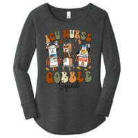 Retro ICU Nurse Gobble Squad Thanksgiving Fall Autumn Turkey Women's Perfect Tri Tunic Long Sleeve Shirt