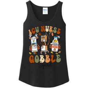 Retro ICU Nurse Gobble Squad Thanksgiving Fall Autumn Turkey Ladies Essential Tank