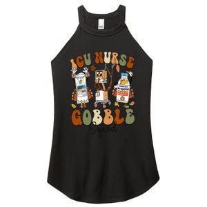 Retro ICU Nurse Gobble Squad Thanksgiving Fall Autumn Turkey Women's Perfect Tri Rocker Tank