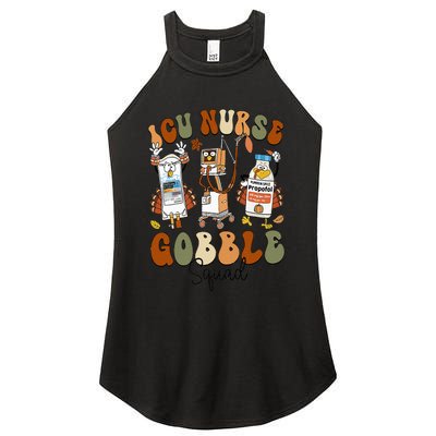 Retro ICU Nurse Gobble Squad Thanksgiving Fall Autumn Turkey Women's Perfect Tri Rocker Tank