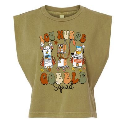 Retro ICU Nurse Gobble Squad Thanksgiving Fall Autumn Turkey Garment-Dyed Women's Muscle Tee