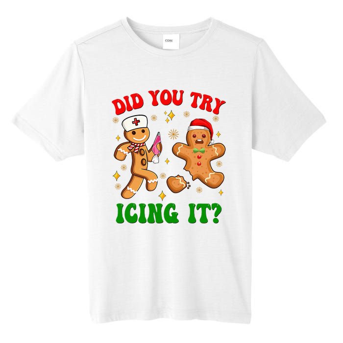 Retro Icu Nurse Christmas Gingerbread Did You Try Icing It Tall Fusion ChromaSoft Performance T-Shirt