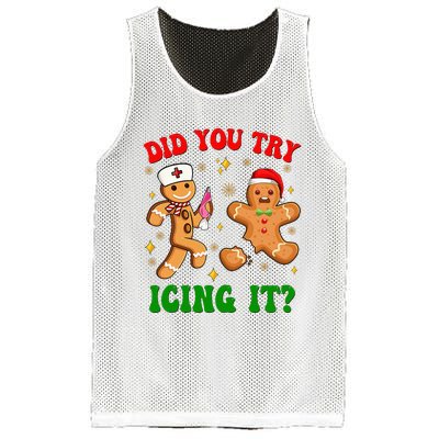 Retro Icu Nurse Christmas Gingerbread Did You Try Icing It Mesh Reversible Basketball Jersey Tank