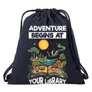 Reading Is Out There Adventure Begins At Your Library Drawstring Bag