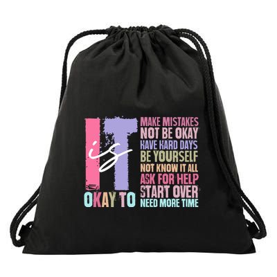 Retro ItS Okay To Make Mistakes Be Yourself Drawstring Bag