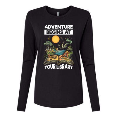 Reading Is Out There Adventure Begins At Your Library Summer Womens Cotton Relaxed Long Sleeve T-Shirt