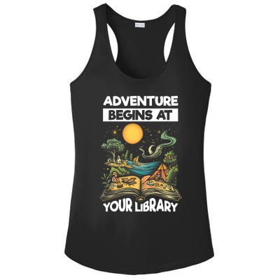 Reading Is Out There Adventure Begins At Your Library Summer Ladies PosiCharge Competitor Racerback Tank