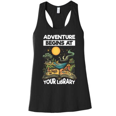 Reading Is Out There Adventure Begins At Your Library Summer Women's Racerback Tank