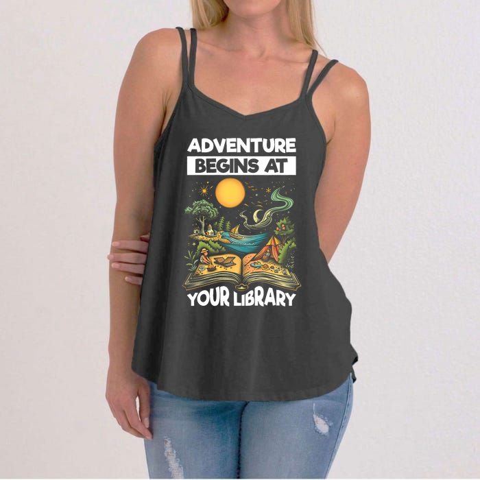 Reading Is Out There Adventure Begins At Your Library Summer Women's Strappy Tank