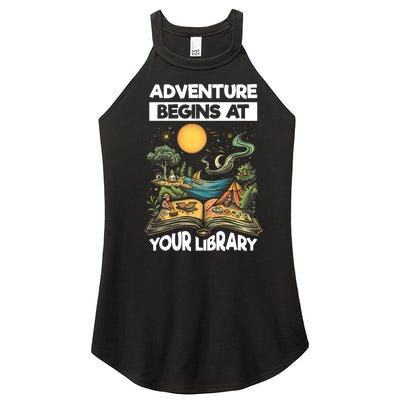 Reading Is Out There Adventure Begins At Your Library Summer Women's Perfect Tri Rocker Tank