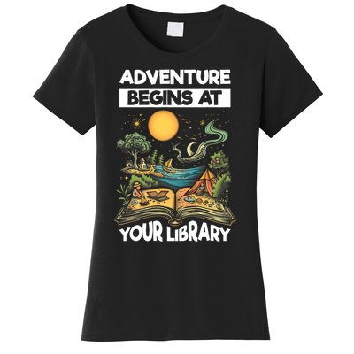 Reading Is Out There Adventure Begins At Your Library Summer Women's T-Shirt