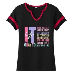 Retro ItS Okay To Make Mistakes Be Yourself Ladies Halftime Notch Neck Tee