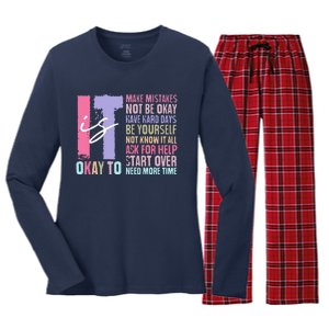 Retro ItS Okay To Make Mistakes Be Yourself Women's Long Sleeve Flannel Pajama Set 