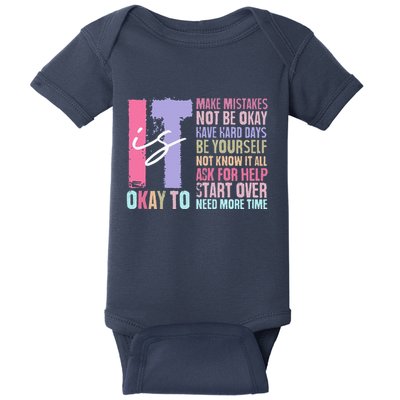 Retro ItS Okay To Make Mistakes Be Yourself Baby Bodysuit