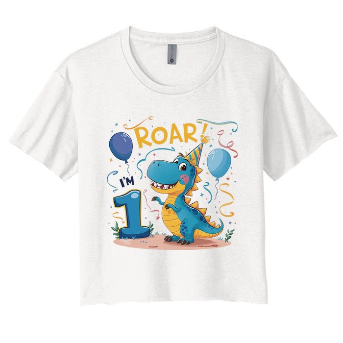 Roar IM One Baby First Birthday Celebrate Being Women's Crop Top Tee