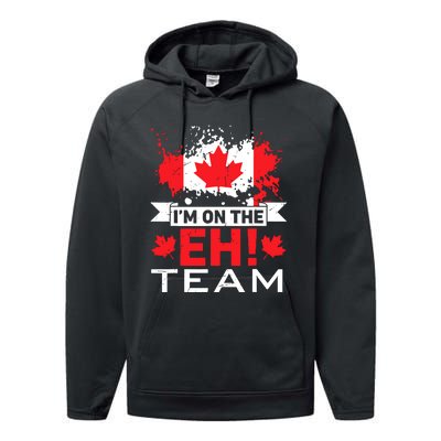 Retro Im On The Eh Team Maple Leaf Canadian Flag Canada Day Performance Fleece Hoodie