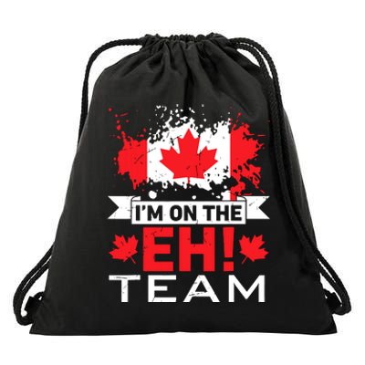 Retro Im On The Eh Team Maple Leaf Canadian Flag Canada Day Drawstring Bag