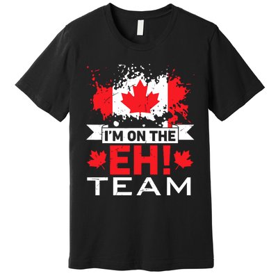 Retro Im On The Eh Team Maple Leaf Canadian Flag Canada Day Premium T-Shirt