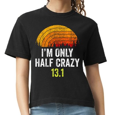 Retro Im Only Half Crazy 13.1 Half Marathon Funny Running Comfort Colors Boxy T-Shirt