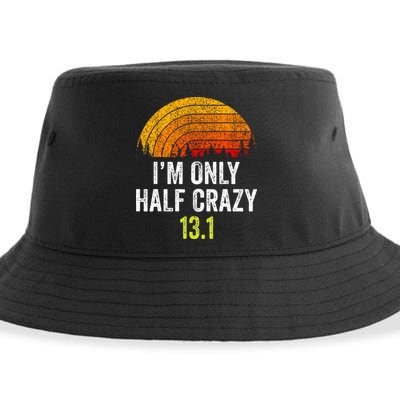 Retro Im Only Half Crazy 13.1 Half Marathon Funny Running Sustainable Bucket Hat