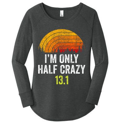 Retro Im Only Half Crazy 13.1 Half Marathon Funny Running Women's Perfect Tri Tunic Long Sleeve Shirt