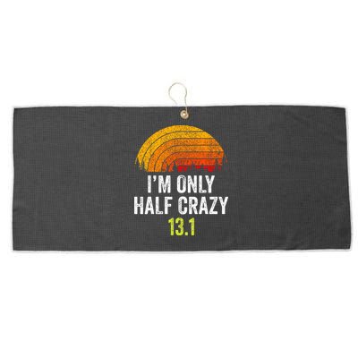 Retro Im Only Half Crazy 13.1 Half Marathon Funny Running Large Microfiber Waffle Golf Towel